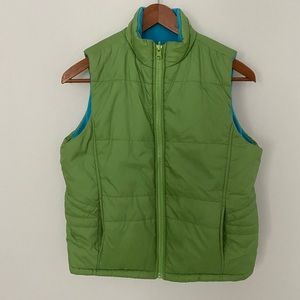 Studio Works Green and Blue Reversible Puffer Vest